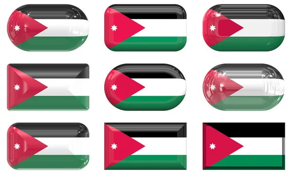 요르단의 국기의 9 개의 유리 버튼 — 스톡 사진