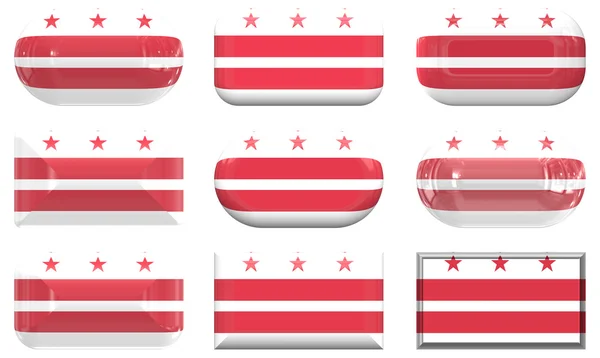 Neuf boutons en verre du drapeau de Washin — Photo