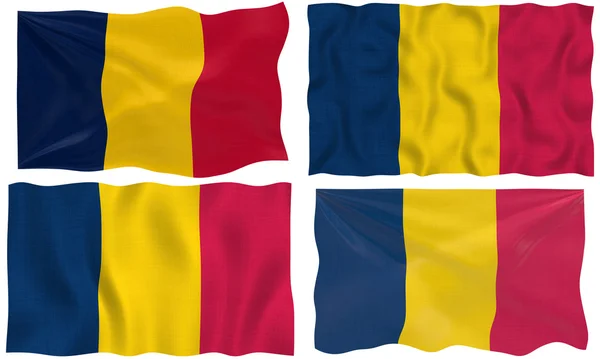 Cuatro banderas de chad sobre blanco — Foto de Stock