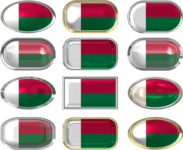 12 botões da Bandeira de Madagáscar — Fotografia de Stock