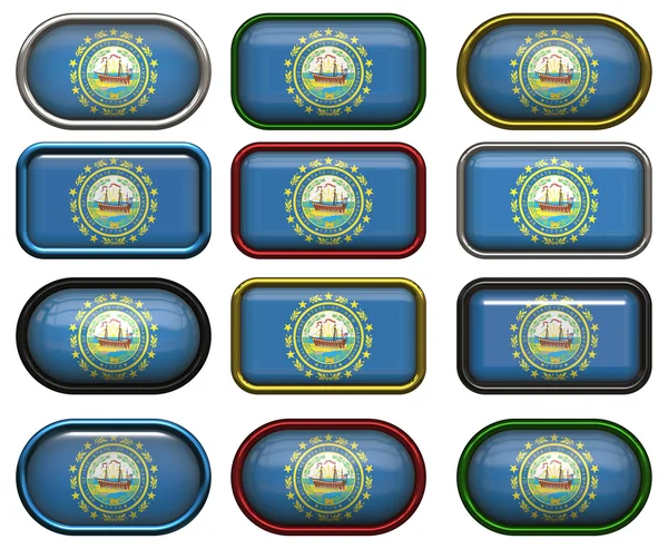 12 pulsanti della bandiera del New Hampshire — Foto Stock