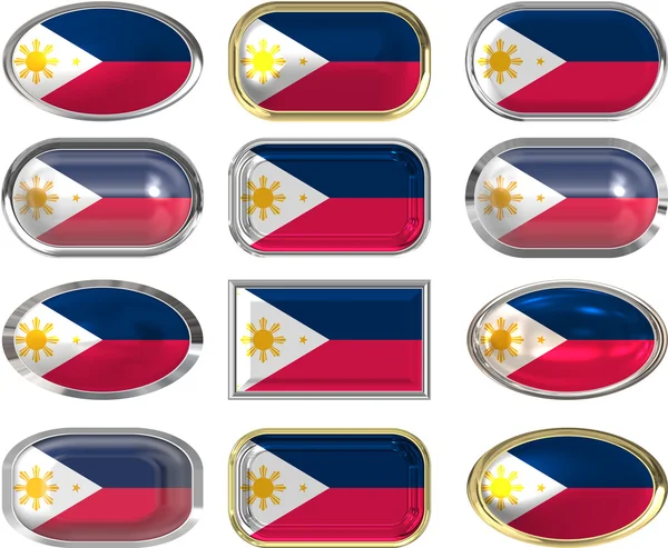 12 przycisków flaga Filipin — Zdjęcie stockowe