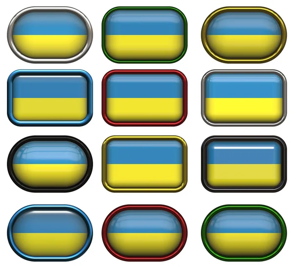 12 botones de la bandera de Ucrania — Foto de Stock