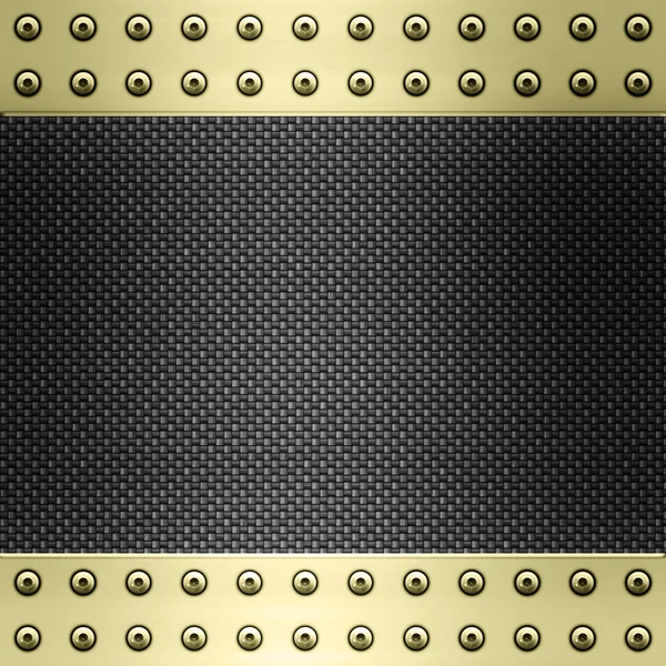Carbon fibre and gold background — Stock Photo, Image