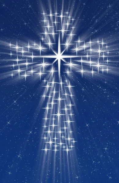 별에 있는 기독교 십자가 — 스톡 사진