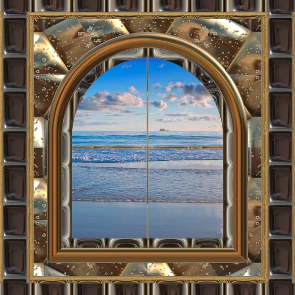 Playa a través de la ventana — Foto de Stock