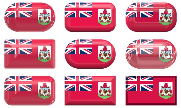 Neun gläserne Knöpfe der Bermudflagge — Stockfoto