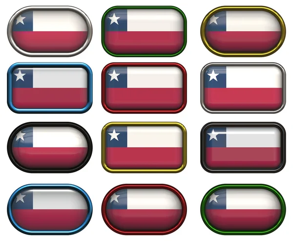 칠레의 국기의 12 버튼 — 스톡 사진