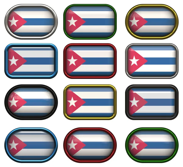 Twelve buttons of the Flag of Cuba — Stock Photo, Image
