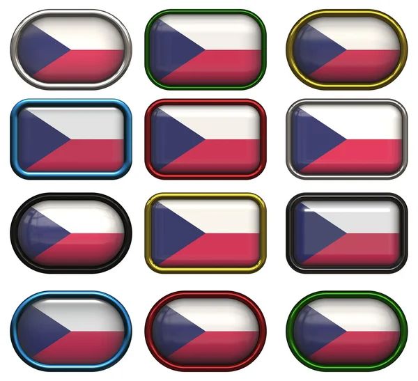 Dodici pulsanti della bandiera della Repubblica Ceca — Foto Stock