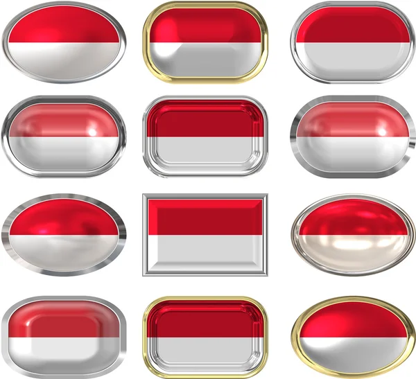 Doce botones de la Bandera de Indonesia — Foto de Stock