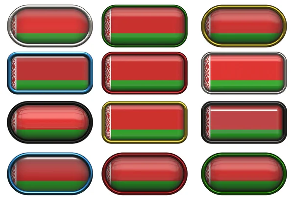 Dvanáct tlačítka Běloruská vlajka — Stock fotografie