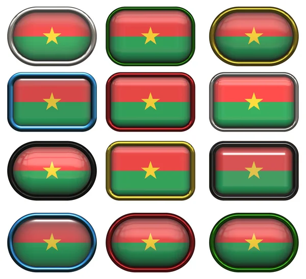 Doce botones de la Bandera de Burkina Fa — Foto de Stock