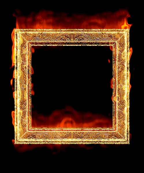 Červený horký oheň rám — Stock fotografie