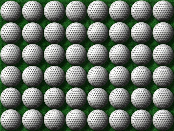 Ряды мячей для гольфа — стоковое фото