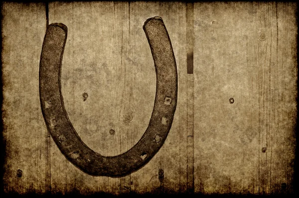 Duvar eski lucky horsehoe — Stok fotoğraf