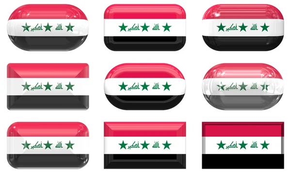 Nine glass buttons of the Flag of Iraq — Stock Photo, Image