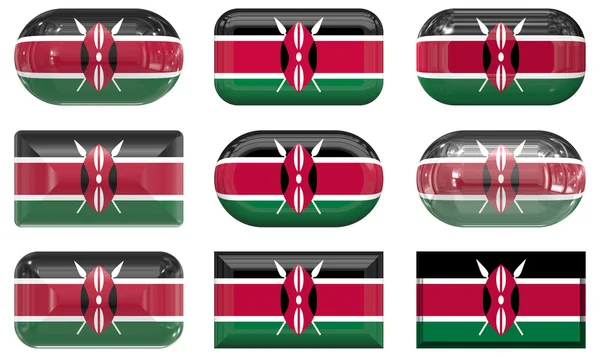 Dziewięć przycisków ze szkła Flaga Kenii — Zdjęcie stockowe