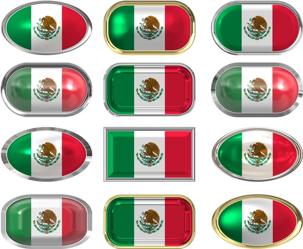 12 buttons of the Flag of Mexico — Stock Photo, Image