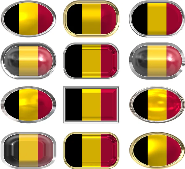 Doce botones de la Bandera de Bélgica — Foto de Stock