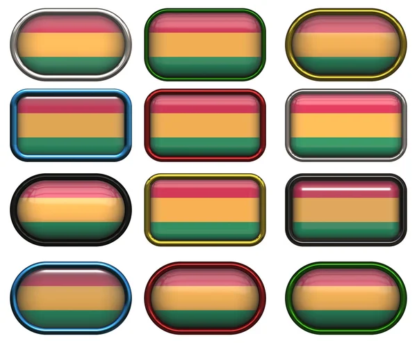 Doze botões da Bandeira da Bolívia — Fotografia de Stock