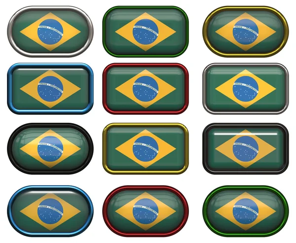 ブラジルの旗の 12 のボタン — ストック写真