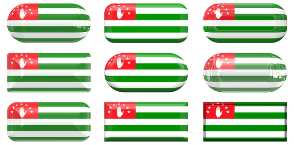 Nove Bandeira de botões Abkhazia — Fotografia de Stock