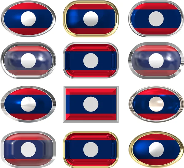 Doze botões da Bandeira do Laos — Fotografia de Stock