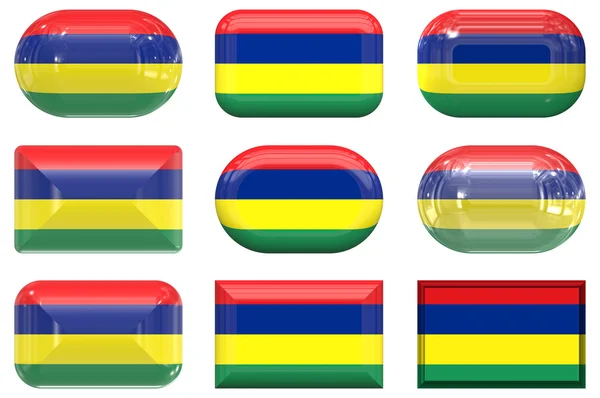 Nine Flag of Mauritius buttons — Stock Photo, Image