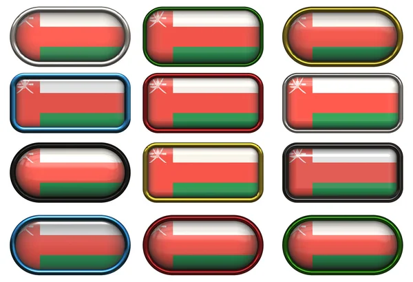 Doce botones de la Bandera de Omán — Foto de Stock