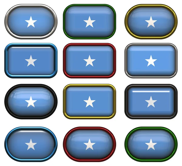 Tolv knappar av flaggan för somaliaソマリアの国旗の 12 ボタン — ストック写真