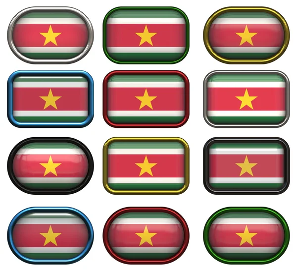 Dodici pulsanti della Bandiera del Suriname — Foto Stock
