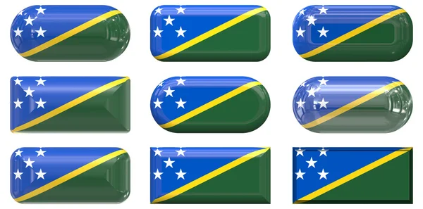 旗子的所罗门岛的按钮 — 图库照片