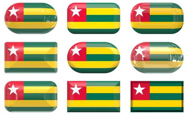 Nueve botones de cristal de la Bandera de Togo —  Fotos de Stock