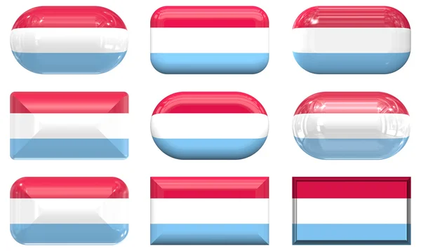Nove botões de vidro Bandeira do Luxemburgo — Fotografia de Stock