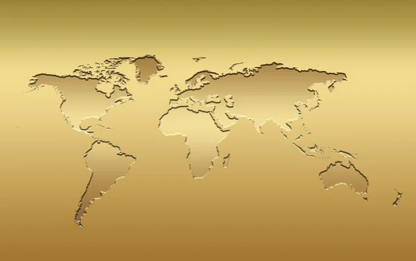 Золотая карта мира — стоковое фото