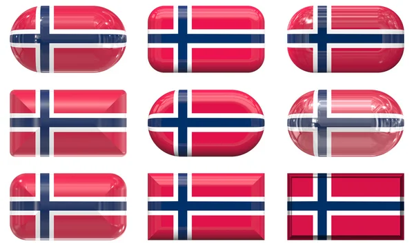 Nine glass buttons of the Flag of Norway — Stock Photo, Image