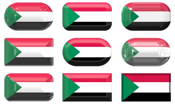 stock image Nine glass buttons of the Flag of Sudan