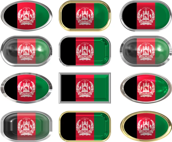 Двенадцать кнопок флага Афганистана — стоковое фото
