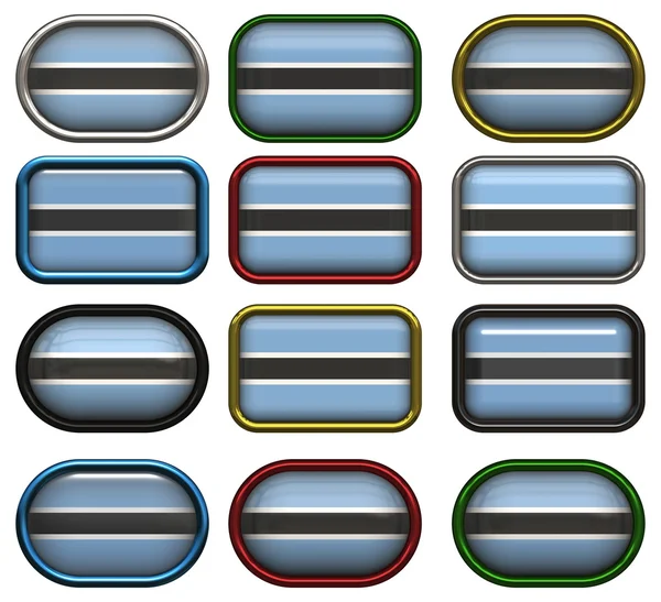 12 przycisków flaga Botswany — Zdjęcie stockowe