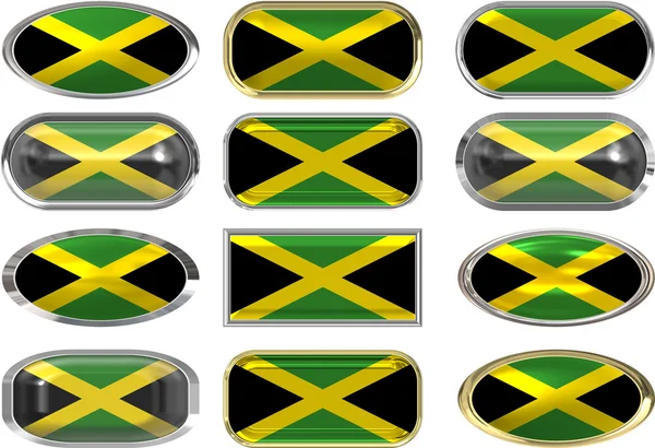 Doce botones de la Bandera de Jamaica —  Fotos de Stock