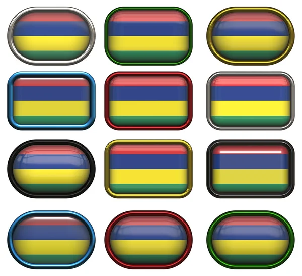Doce botones de la bandera de Mauricio — Foto de Stock