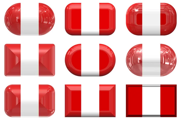 Nine glass buttons of the Flag of Peru, — Stock Photo, Image