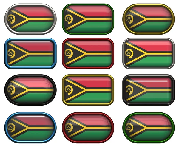 Doze botões da Bandeira de Vanuatu — Fotografia de Stock