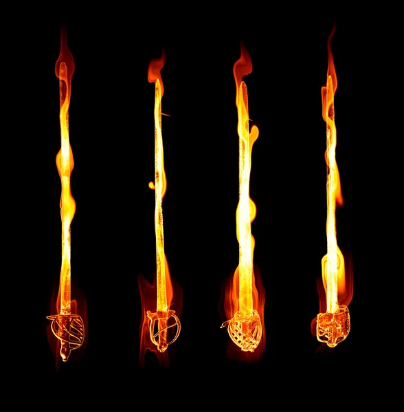 Пылающие огненные мечи — стоковое фото