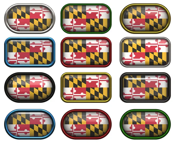 12 botões da Bandeira de Maryland — Fotografia de Stock