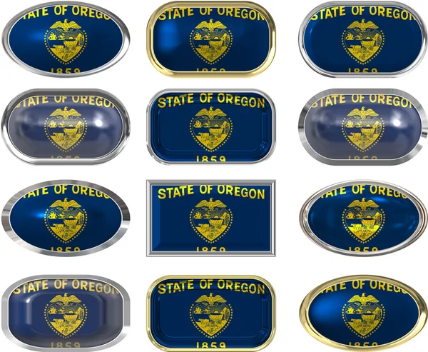 12 botones de la Bandera de Oregon —  Fotos de Stock