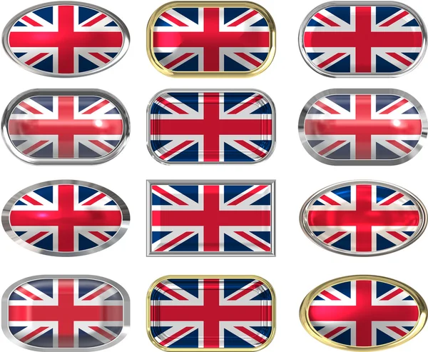 12 кнопок флага Великобритании — стоковое фото