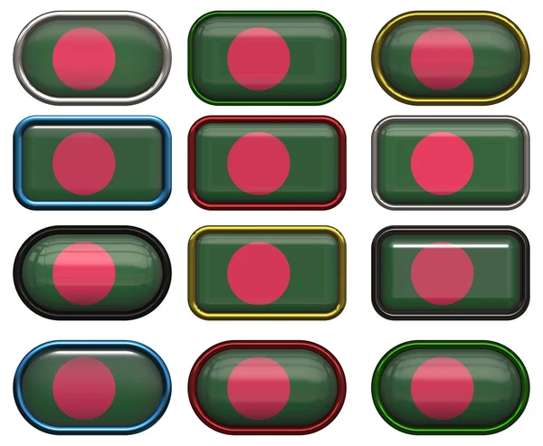 Twaalf knoppen van de vlag van bangladesh — Stockfoto