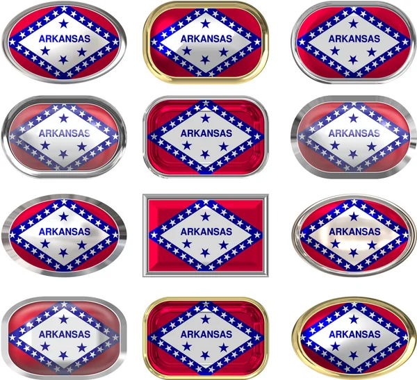 Doce botones de la Bandera de Arkansas — Foto de Stock
